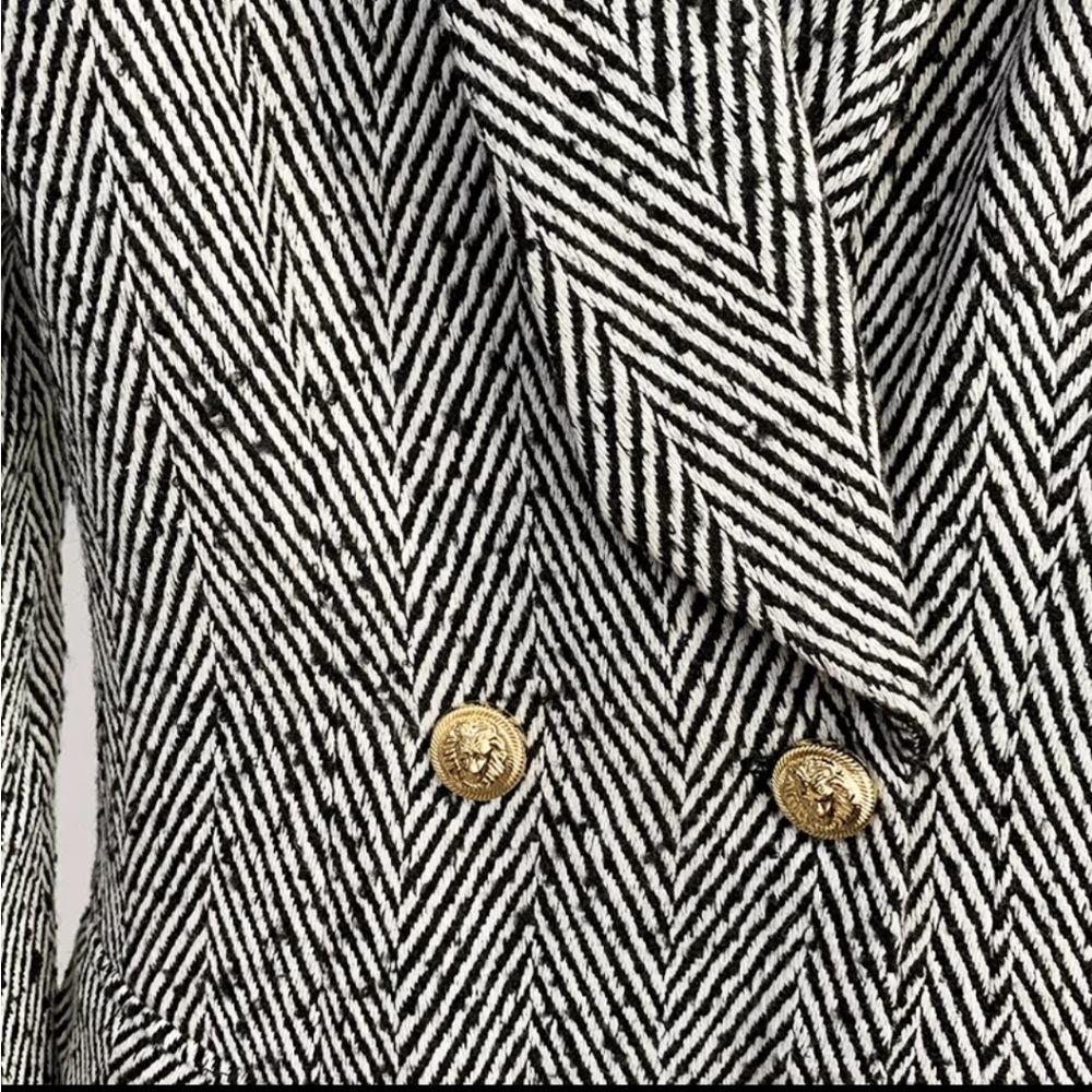 Double breasted striped wool coat - Picture 5 of 10
